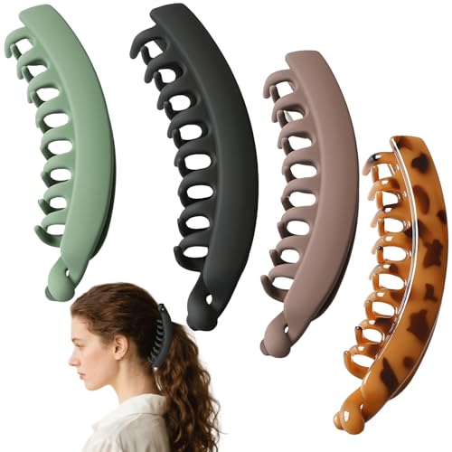 Banana Clip, 4 Stück Bananen Haarspangen Damen Groß Bananen Haarspange Vintage Bananenspange Pferdeschwanz Haarklammer Dickes Haar Haarspangen Damen, Haarklammer Groß von LuxStellar