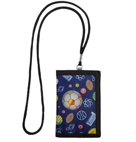 LuxStellar Brustbeutel Kinder, Geldbeutel Kinder Brustbeutel Mädchen Dreifach Gefaltete Geldbörse Mit Schlüsselanhänger, Portemonnaie Zum Umhängen Geschenk für Jungen & Mädchen (Blauer Fußball) von LuxStellar