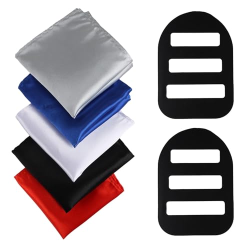 Einstecktuch Herren, 5 Stück Stofftaschentücher Herren Polyester mit 2 Stück Einsteckclips Ideal für Anzug Accessoires, Einstecktuch Weiss Blau Rot Herren Business Hochzeit Abendveranstaltungen von LuxStellar