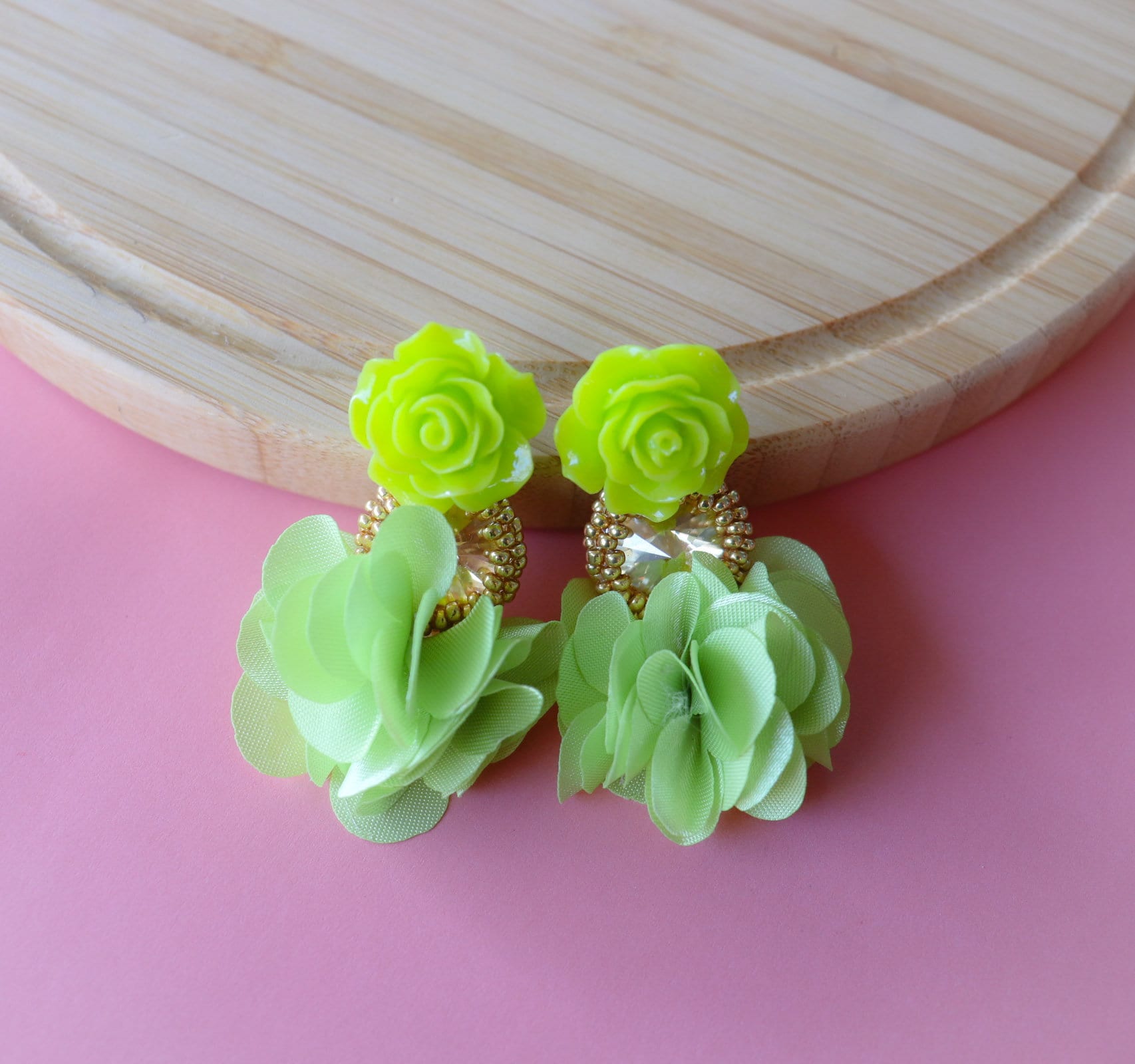 Lime Grün Blume Quaste Ohrringe Perlen Kristall Boho Schmuck Lime Grün Blume Quaste Ohrringe Perlen Kristall Boho Schmuck von LuxStoreDr