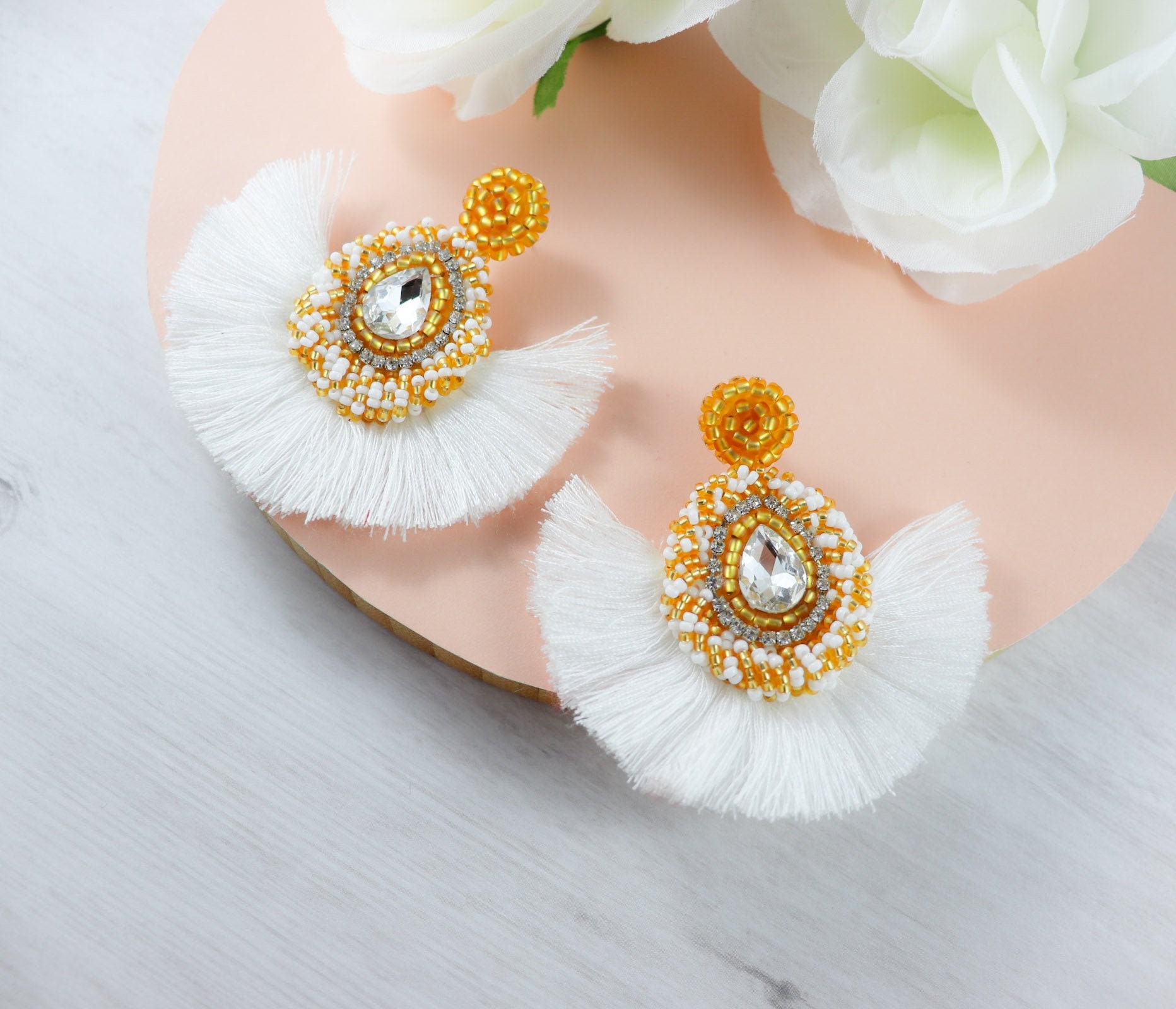 Perlen Quasten Ohrringe Gestickter Rocailles Boho Schmuck Perlen Quasten Ohrringe Gestickter Rocailles Boho Schmuck von LuxStoreDr
