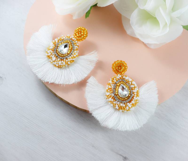 Perlen Quasten Ohrringe Gestickter Rocailles Boho Schmuck Perlen Quasten Ohrringe Gestickter Rocailles Boho Schmuck von LuxStoreDr