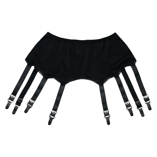 Luxallacki Retro-Strapsgürtel mit 8 Riemen, Metall-Clips, Oberschenkel, Strumpfhalter, Luxus-Strumpfband, Unterwäsche, Schwarz , 42 von Luxallacki
