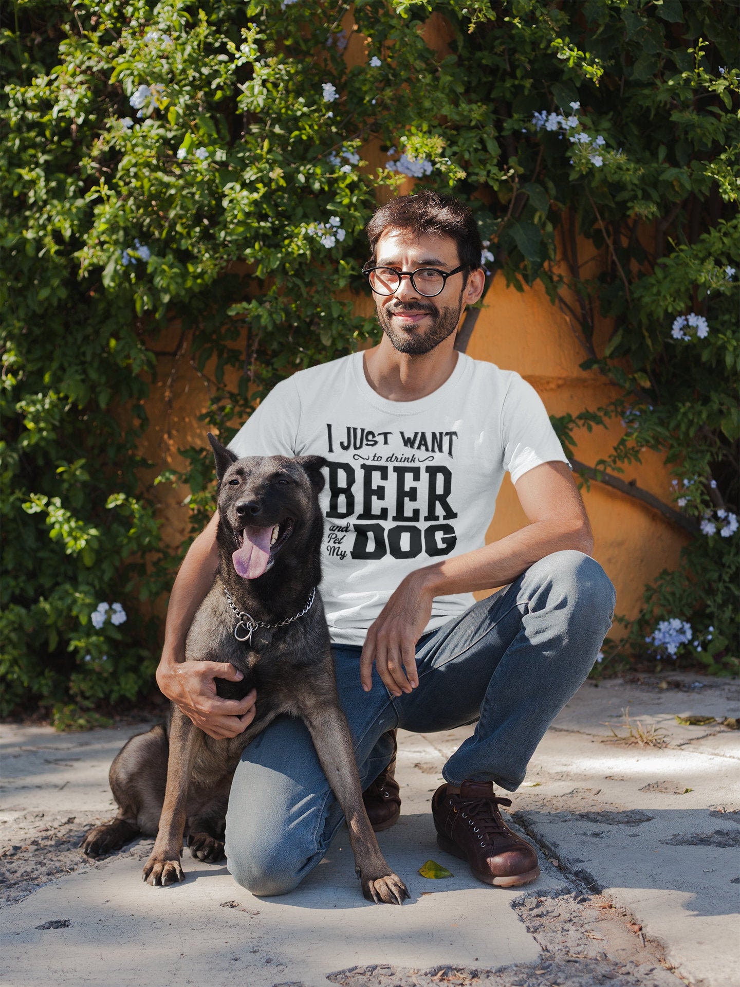 Ich Möchte Bier Trinken | I Want To Pet My Dog Bierliebhaber T-Shirt Hundeliebhaber Tshirt Geschenk Für Pelz Mama Papa Top Herren Hunde Shirt von Luxbotic