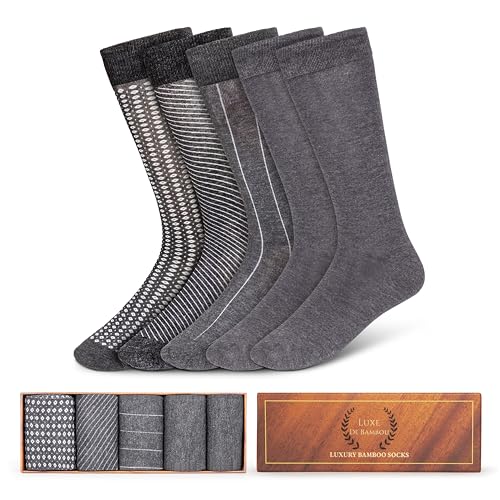 Luxe De Bambus-Socken für Herren, Viskose, Herrensocken für Herren, Größe 43-47, Anthrazit und Schwarz, 5er-Pack in einer Geschenkbox, Dunkles Charcoal, 39-46 EU Luxe De Bambus-Socken für Herren, Viskose, Herrensocken für Herren, Größe 43-47, Anthrazit und Schwarz, 5er-Pack in einer Geschenkbox, Dunkles Charcoal, 39-46 EU von Luxe De Bambou