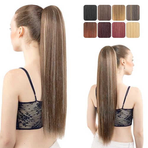 LuxeHair Luxehair Pferdeschwanz-Extensions, 61 cm lang, gerade, mit Clip, für Damen, Pferdeschwanz, mit Clip, Braun mit Blond Hl LuxeHair Luxehair Pferdeschwanz-Extensions, 61 cm lang, gerade, mit Clip, für Damen, Pferdeschwanz, mit Clip, Braun mit Blond Hl von LuxeHair