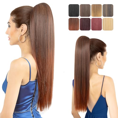 LuxeHair Pferdeschwanz-Extensions, gerade, 61 cm lang, Haarklammer, Haarklammer, Pferdeschwanz-Haarteil, für Frauen, Braun LuxeHair Pferdeschwanz-Extensions, gerade, 61 cm lang, Haarklammer, Haarklammer, Pferdeschwanz-Haarteil, für Frauen, Braun von LuxeHair