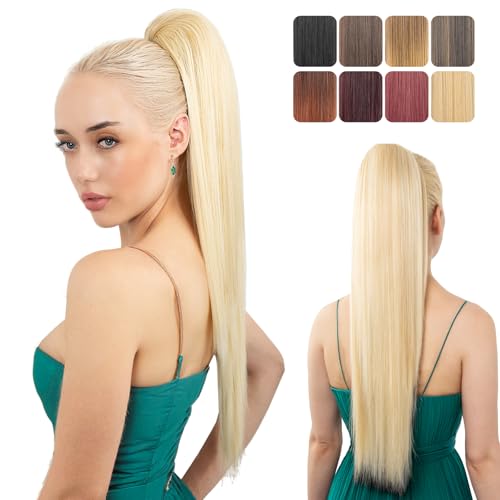 LuxeHair Pferdeschwanz-Extensions, gerade, 61 cm lang, Haarklammer, Haarklammer, Pferdeschwanz-Haarteil, für Frauen, blond LuxeHair Pferdeschwanz-Extensions, gerade, 61 cm lang, Haarklammer, Haarklammer, Pferdeschwanz-Haarteil, für Frauen, blond von LuxeHair
