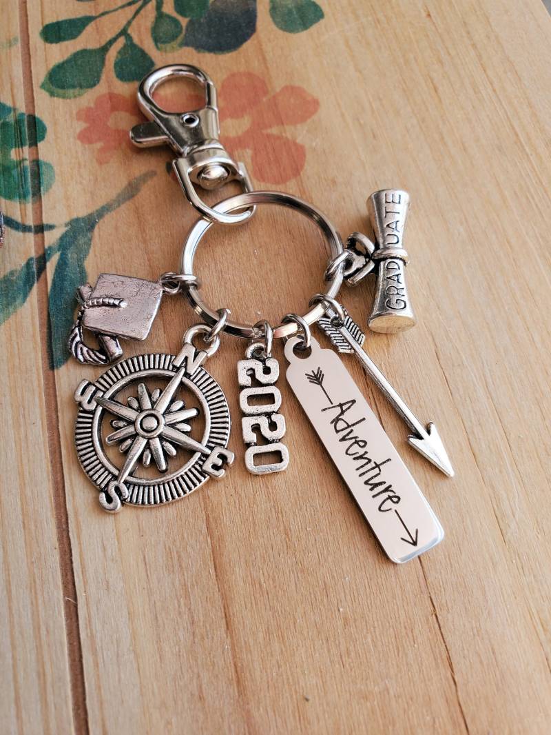 Abitur Geschenk Für Ihn, Kompass Schlüsselanhänger, Abschluss Schlüsselbund, Mann, Folgen Sie Ihrem Weg Oh Die Orte, Gehen Werden von LuxedesignsbySarah