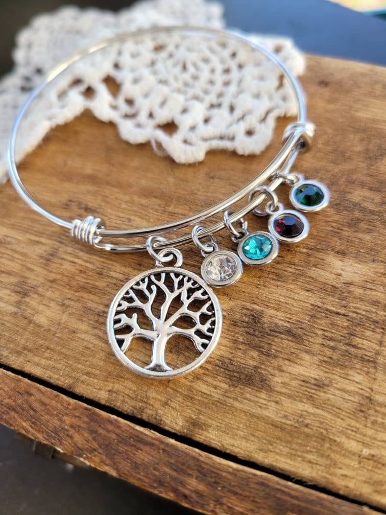 Baum Des Lebens Armband, Personalisiertes Geschenk Für Mutter, Oma, Geburtsstein Familienbaum Enkelkinder von LuxedesignsbySarah