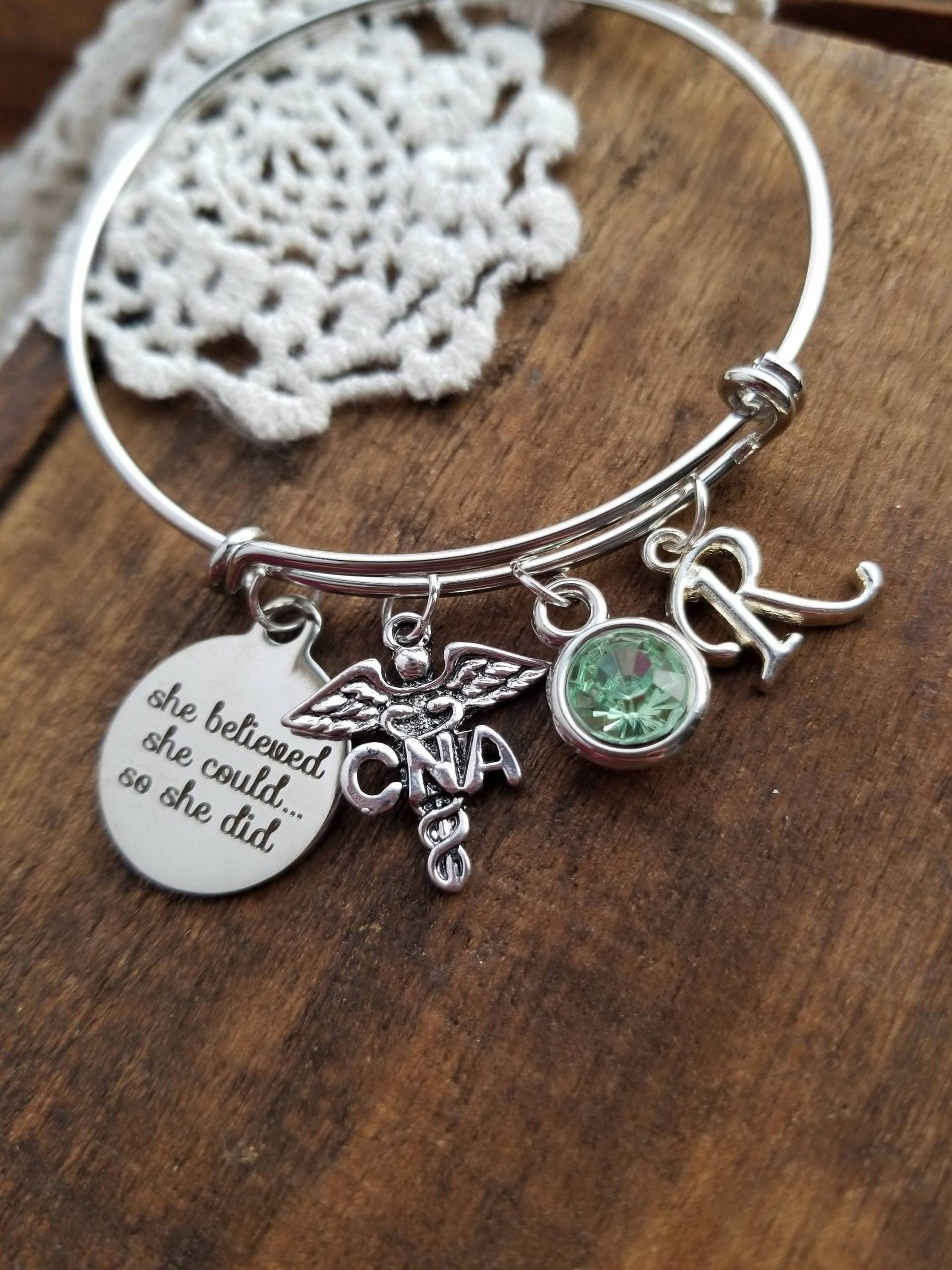 Cna Abschlussgeschenk, Cna Geschenke, Bettelarmband, Geburtsstein Armband, Silbernes Ursprüngliches Sie Glaubte, Könne So Ihr Armband von LuxedesignsbySarah