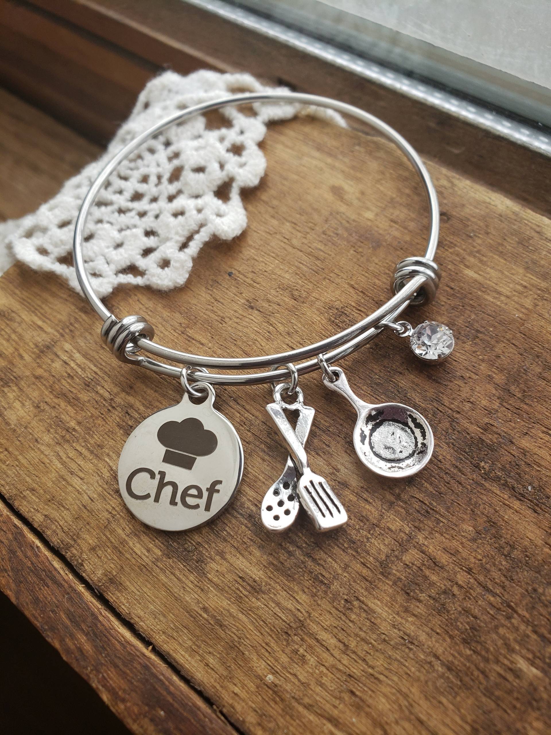 Geschenk Für Einen Koch, Koch Geschenke, Den Abschluss Des Kochschülers, Armband, Lebensmittel Schmuck, Abschlussgeschenk Der Kochkunst von LuxedesignsbySarah
