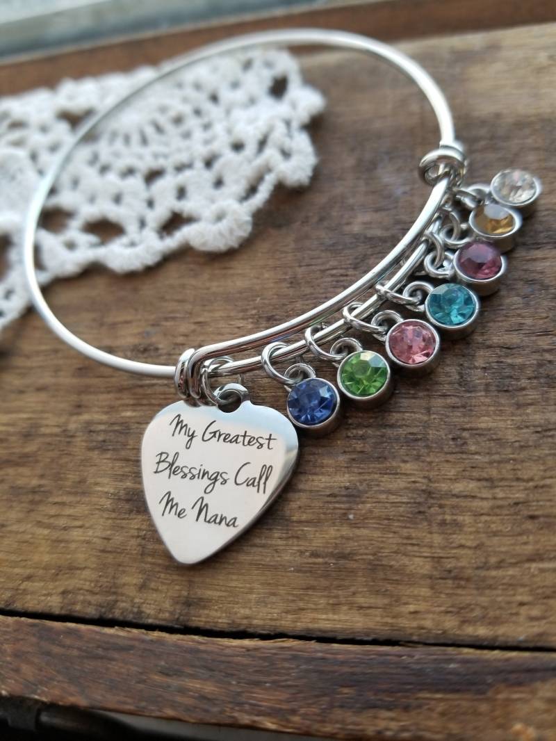 Geschenk Für Nana, Mein Größter Segen Nennt Mich Nana Geburtsstein Bettelarmband, Geschenke Oma, Großmutter von LuxedesignsbySarah