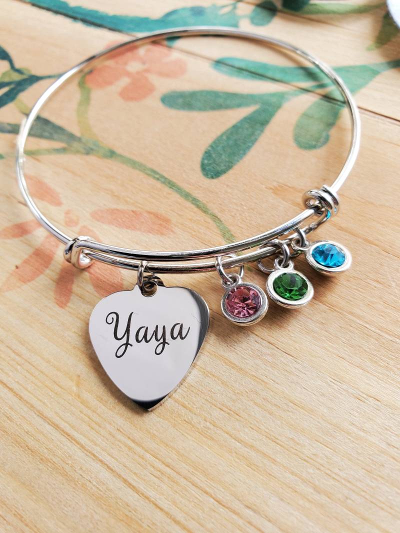 Geschenk Für Yaya, Yaya Geschenk, Personalisiertes Geburtsstein Armband, Oma, Stammbaum von LuxedesignsbySarah