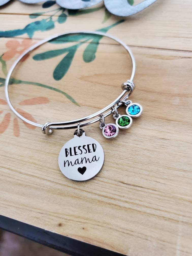 Gesegnete Mama Bettelarmband, Personalisiertes Geburtsstein Armband Für Mama, Mutters Armband, Geschenk Push Geschenk, Mutter von LuxedesignsbySarah