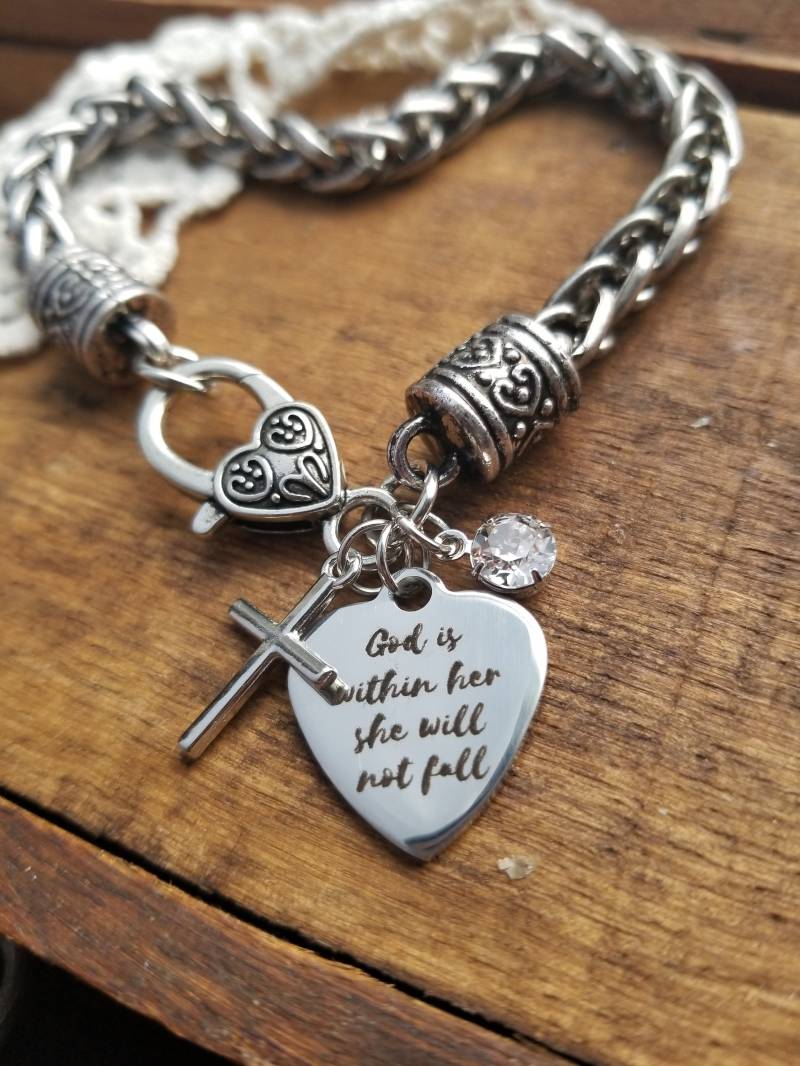 Gott Ist in Ihr, Sie Wird Nicht Fallen, Abschlussgeschenk Für Mädchen, Religiöses Geschenk Teenager, Konfirmationsschmuck, Christliches von LuxedesignsbySarah