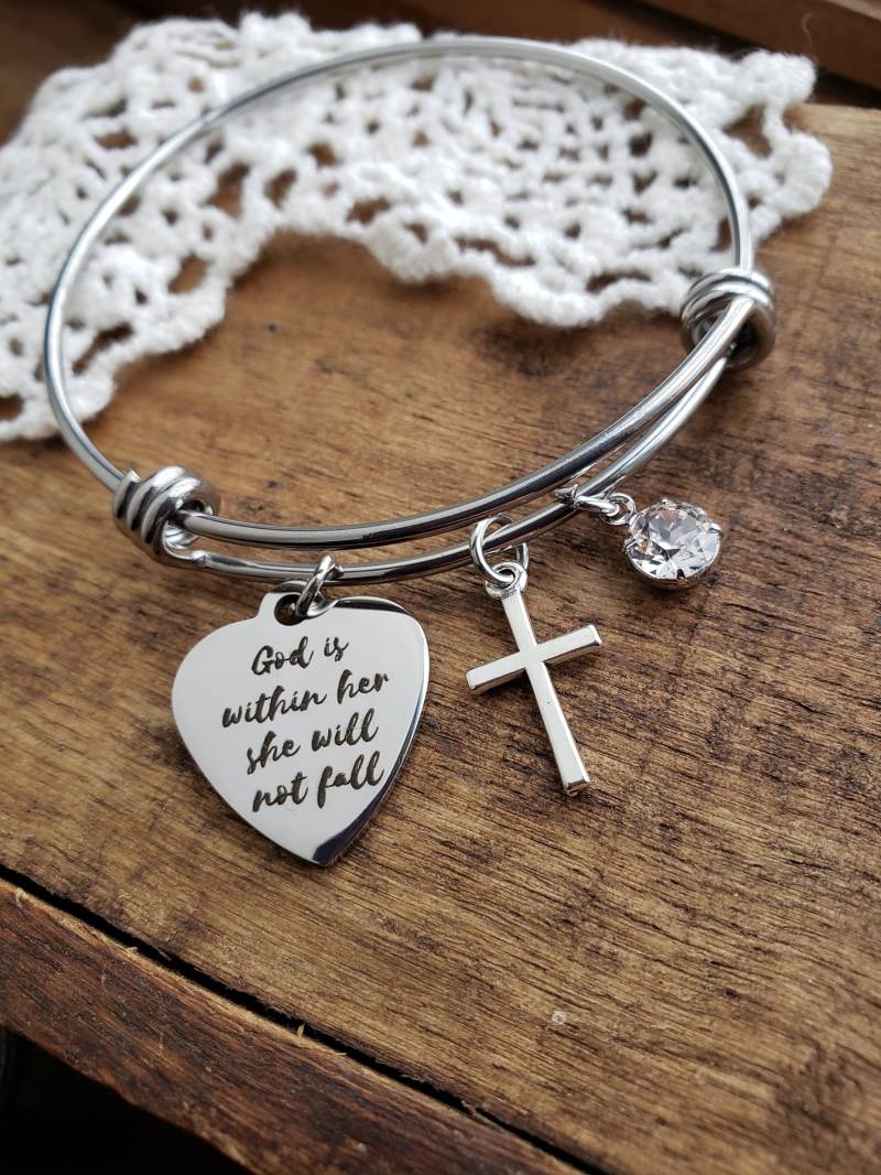 Gott Ist in Ihr, Sie Wird Nicht Fallen, Abschlussgeschenk Für Mädchen, Religiöses Geschenk Teenager, Konfirmationsschmuck, Christliches von LuxedesignsbySarah