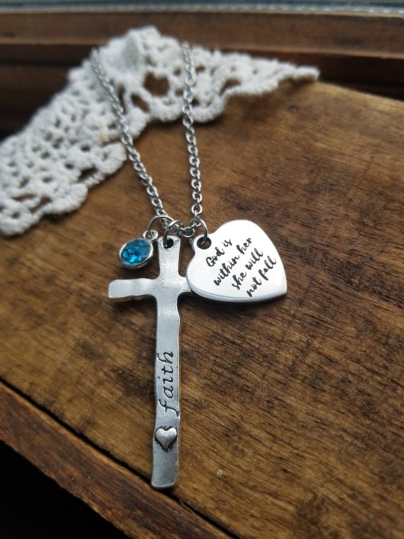 Gott Ist in Ihr, Sie Wird Nicht Fallen, Christlicher Schmuck, Konfirmationsgeschenk, Geschenk Für Teenager-Mädchen, Religiöse Geschenke von LuxedesignsbySarah