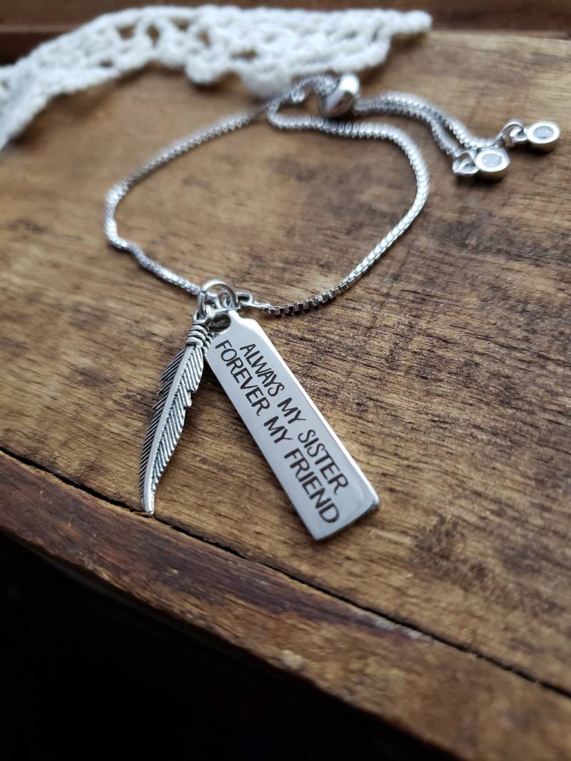 Immer Meine Schwester Für Immer Freundin, Geschenk Schwester, Armband, Schmuck, Bolo Feder Charm Boho Armband Immer Meine Schwester Für Immer Freundin, Geschenk Schwester, Armband, Schmuck, Bolo Feder Charm Boho Armband von LuxedesignsbySarah