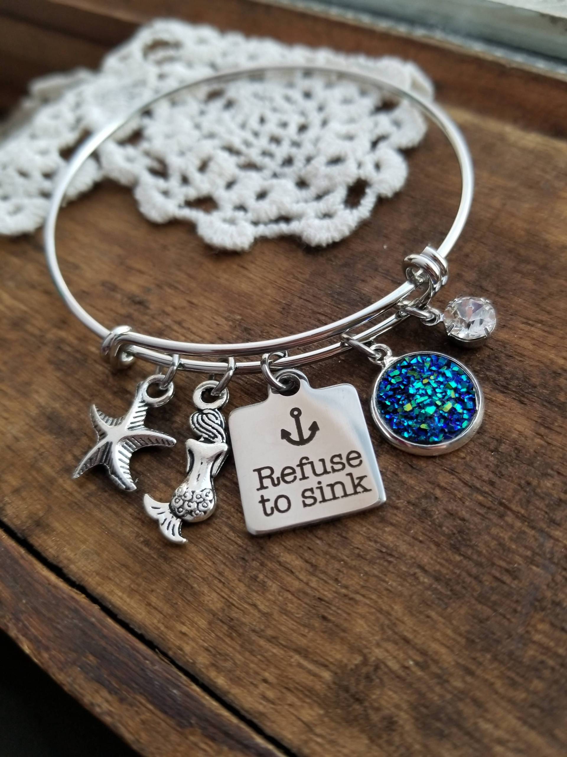 Meerjungfrau Armband, Motivationsgeschenk Für Sie Weigern Sich Zu Sinken Anker Seestern Armreif, Stapelbar Meerjungfrau Armband, Motivationsgeschenk Für Sie Weigern Sich Zu Sinken Anker Seestern Armreif, Stapelbar von LuxedesignsbySarah