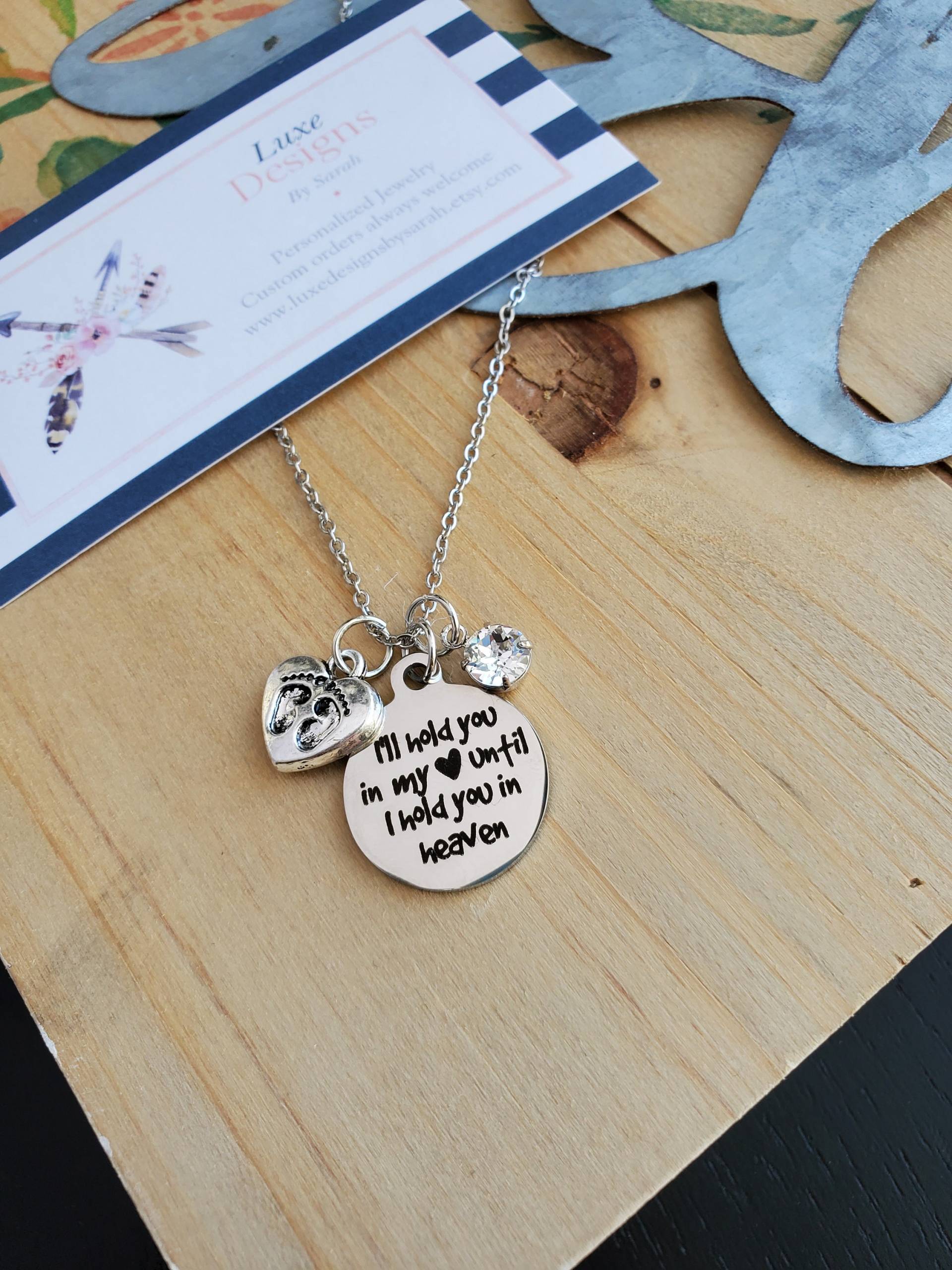 Miscarriage Schmuck, Fehlgeburt Gedenkschmuck, Ich Werde Dich in Meinem Herzen Halten, Bis Im Himmel Halte, Erinnerungsgeschenk, Säugling Verlust Miscarriage Schmuck, Fehlgeburt Gedenkschmuck, Ich Werde Dich in Meinem Herzen Halten, Bis Im Himmel Halte, Erinnerungsgeschenk, Säugling Verlust von LuxedesignsbySarah