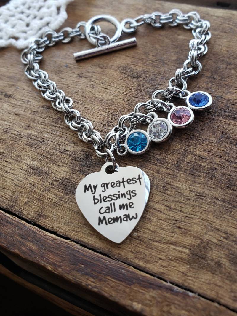 Personalisiertes Geschenk Für Memaw, Memaw Geburtsstein Bettelarmband, Meine Größten Segnungen Nennen Mich von LuxedesignsbySarah