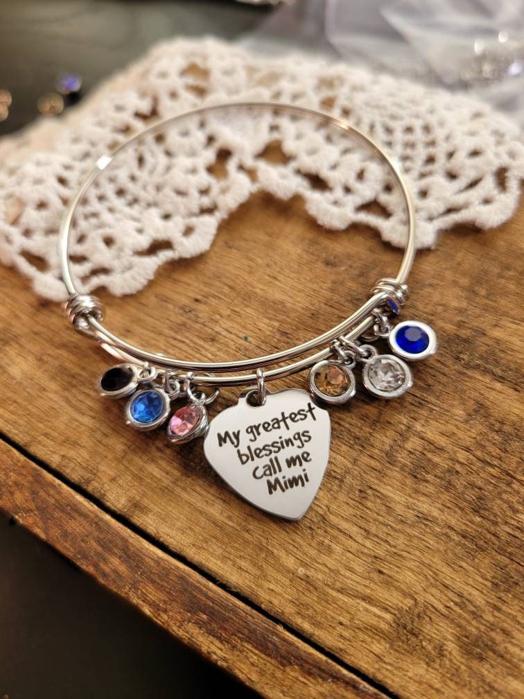 Personalisiertes Geschenk Für Mimi, Mimi Geburtsstein Bettelarmband, Meine Größten Segen Nennen Mich Personalisiertes Geschenk Für Mimi, Mimi Geburtsstein Bettelarmband, Meine Größten Segen Nennen Mich von LuxedesignsbySarah