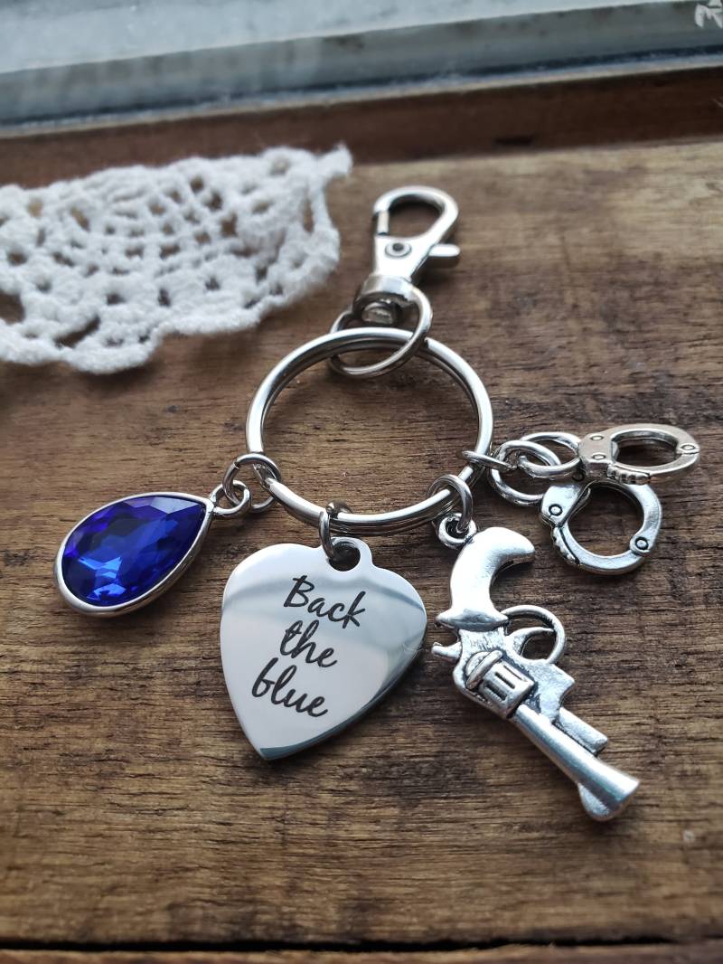 Polizist Geschenke, Back The Blue Schlüsselbund, Blau Linie Schlüsselanhänger, Dünne Blaue Zurück Die Strafverfolgungsgeschenke von LuxedesignsbySarah