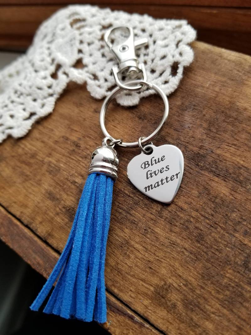 Polizist Geschenke, Geschenke Für Die Polizei, Blaue Leben Angelegenheit Schlüsselanhänger, Polizei Unterstützung, Dünne Linie, Zurück Blau von LuxedesignsbySarah