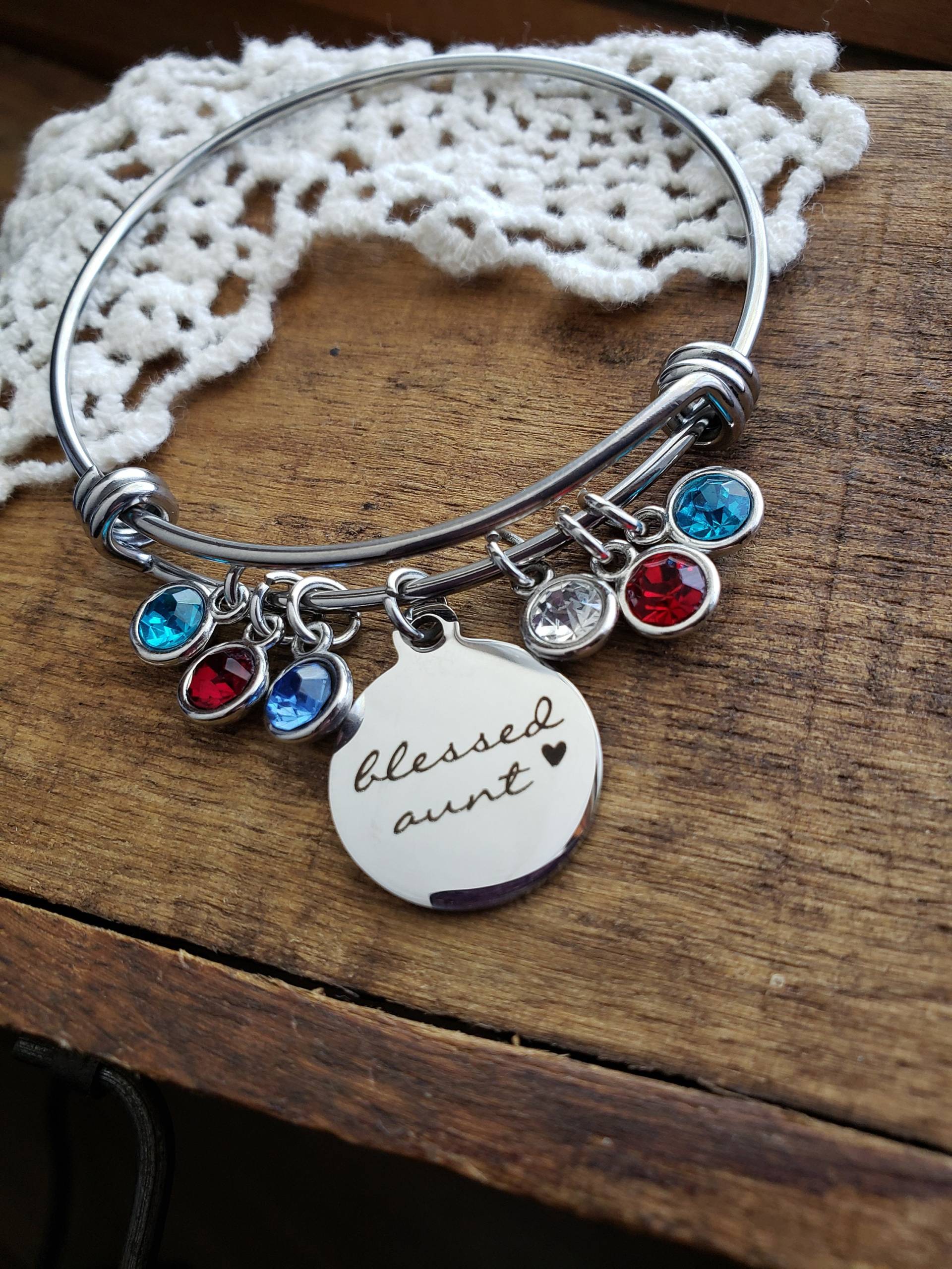 "Personalisierte "Könige Tante" Armband Mit Geburtsstein | Benutzerdefinierte Tante Schmuck Geschenk Von Nichte Neffe Einzigartiges von LuxedesignsbySarah