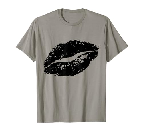 Damen-T-Shirt mit Lippen-Aufdruck, niedliches Geschenk, Schwarz T-Shirt Damen-T-Shirt mit Lippen-Aufdruck, niedliches Geschenk, Schwarz T-Shirt von Luxei