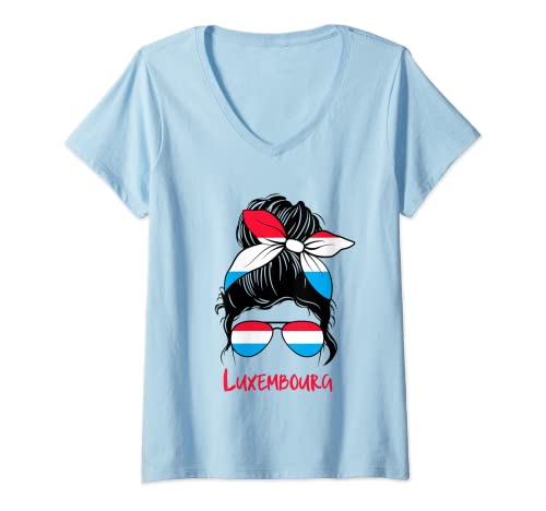 Damen Luxemburg Mädchen Luxemburger Mädchen Luxemburg Frau Flagge T-Shirt mit V-Ausschnitt Damen Luxemburg Mädchen Luxemburger Mädchen Luxemburg Frau Flagge T-Shirt mit V-Ausschnitt von Luxembourg Girl Luxembourger girl Luxembourg woman
