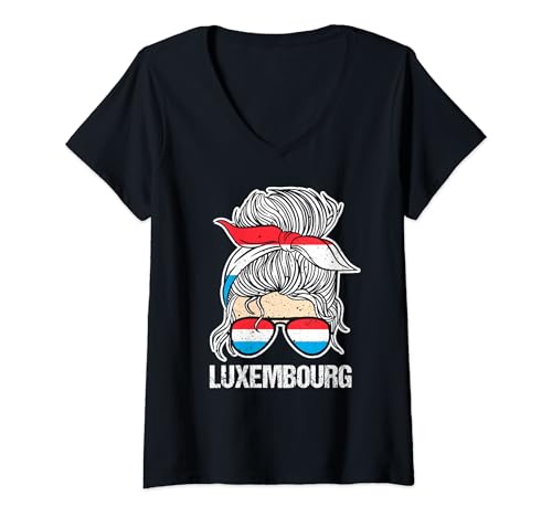 Damen Luxemburger Luxemburg T-Shirt mit V-Ausschnitt von Luxemburger Luxemburg Geschenk