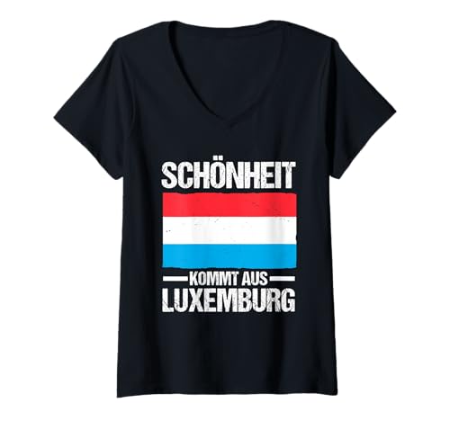 Damen Luxemburg T-Shirt mit V-Ausschnitt von Luxemburger Luxemburg Geschenk