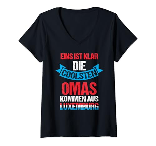 Damen Luxemburger Oma Großmutter Luxemburg T-Shirt mit V-Ausschnitt von Luxemburger Luxemburg Geschenk
