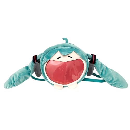 Luxetoys Miku Anime Rucksack im Cartoon-Stil Einseitige Schultertasche mit Verstellbaren Riemen und Großen Schultaschen für Schüler Reisen und Wandern (Small Crossbody Bag) von Luxetoys