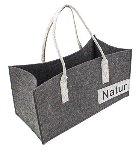 Luxflair XXL Filz Tragetasche in unterschiedlichen Farben, Bestickte Damen Shoppingtasche, besonders groß: 50 x 25 cm, ALS Handtasche oder Einkaufstasche, 50x25x50cm, Dunkelgrau/Graumeliert von Luxflair