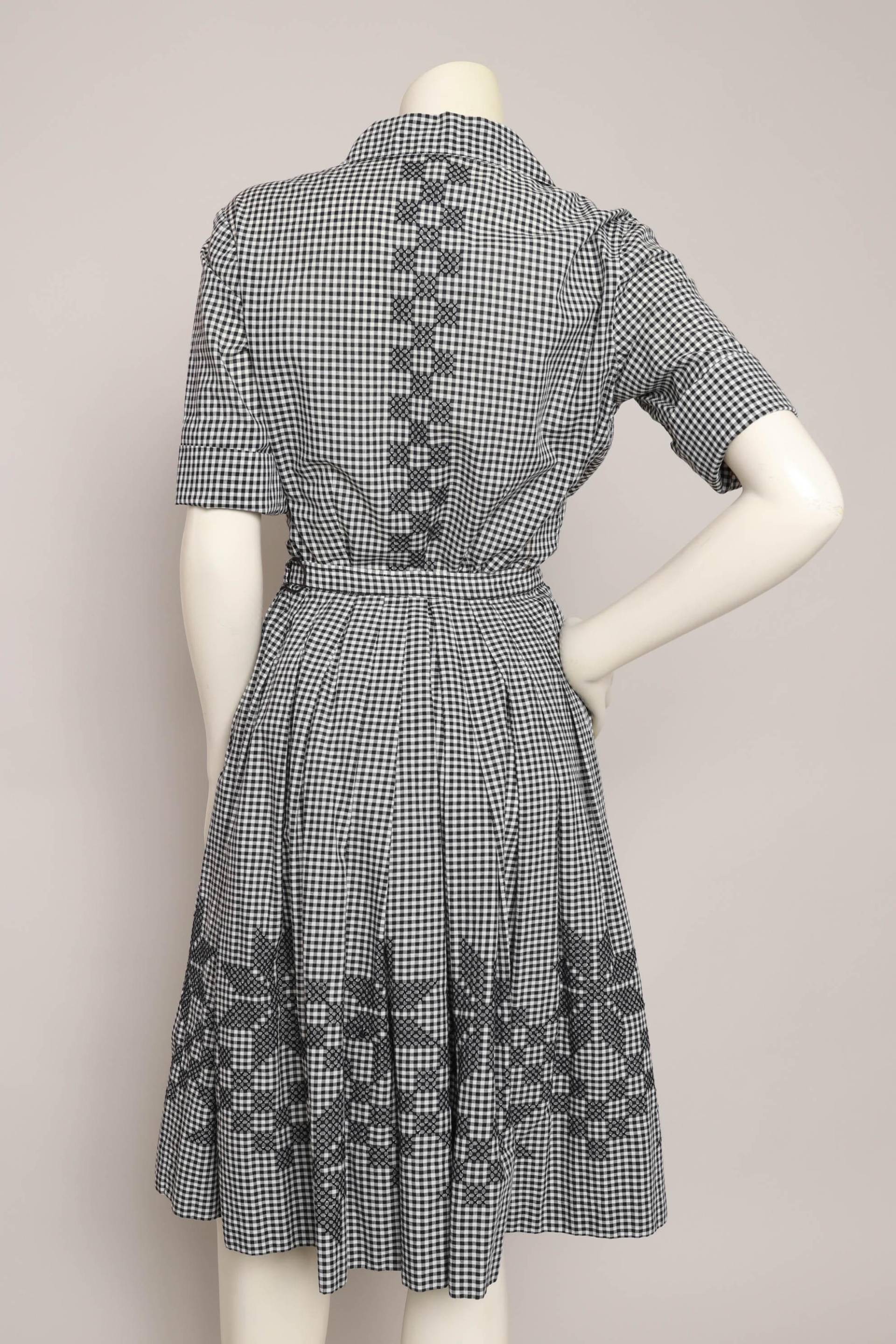 1950Er Jahre Vichykaro-Rock-Set Vintage Kreuzstich, Größe Xs von LuxieVintage