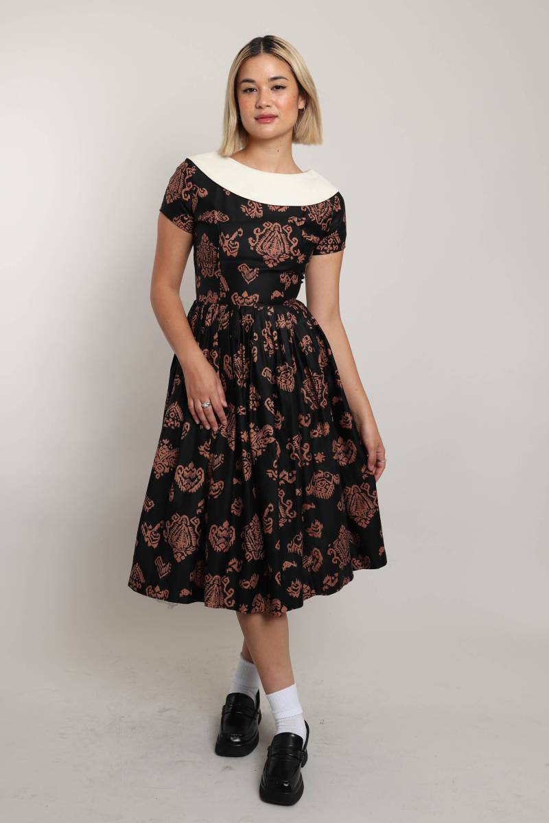 Vintage 50Er Jahre Fit & Flare Kleid Aus Baumwolle Mit Abstraktem Muster, Größe Xs Vintage 50Er Jahre Fit & Flare Kleid Aus Baumwolle Mit Abstraktem Muster, Größe Xs von LuxieVintage