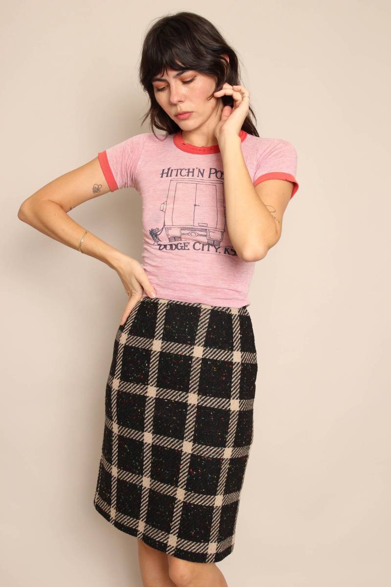 60S Rock Kariert Bunt Gesprenkelt, High Waist, Größe Xs von LuxieVintage