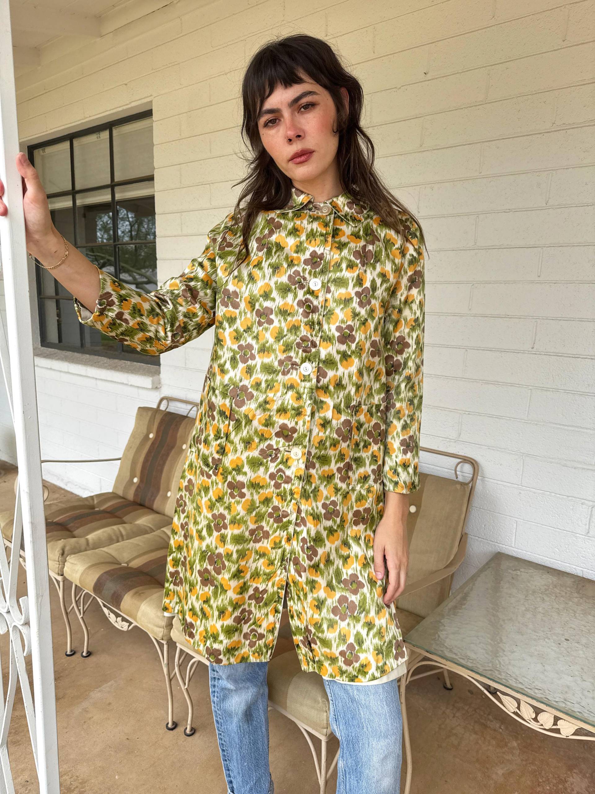 70S Blumen Wendejacke Vintage Allwetter Mantel von LuxieVintage