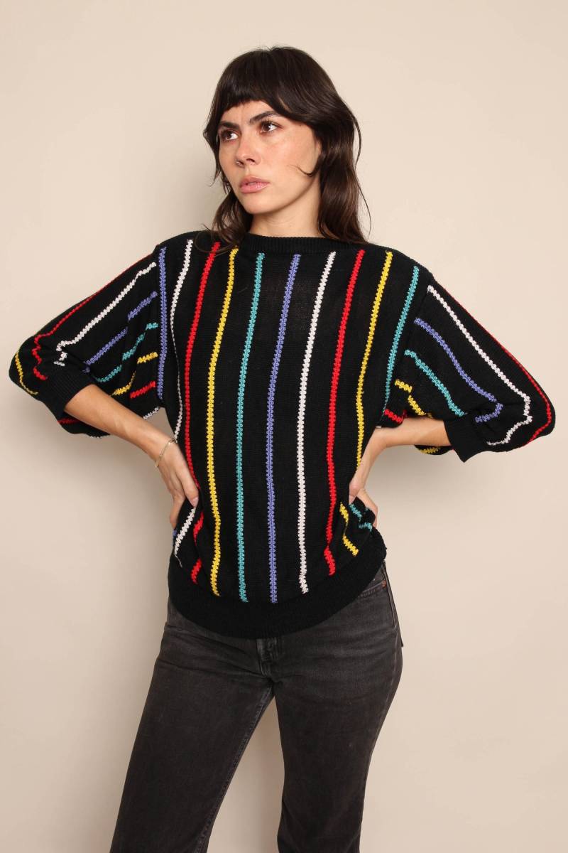 80Er Jahre Good N' Plenty Bunter Strickpullover/Gestreifter Pullover von LuxieVintage
