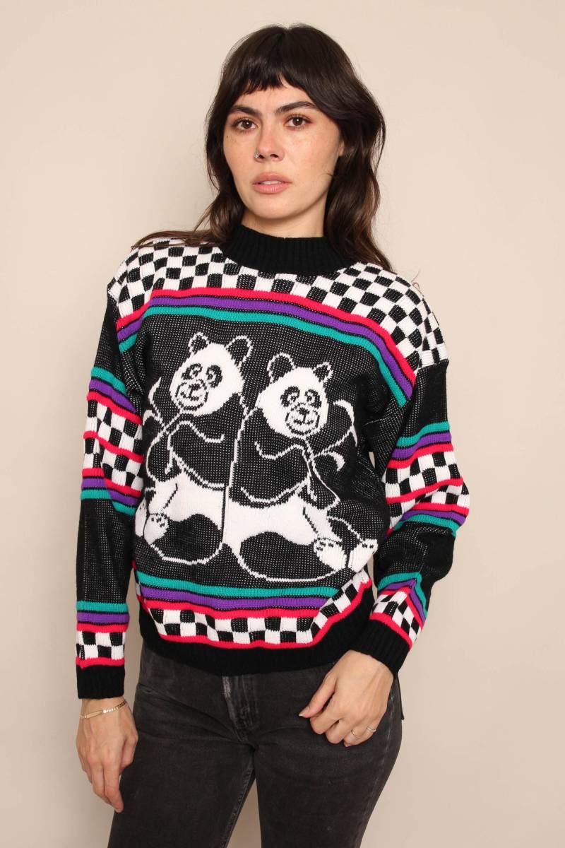 80Er Jahre Panda Bear Pullover/Vintage New Moves Strickpullover von LuxieVintage