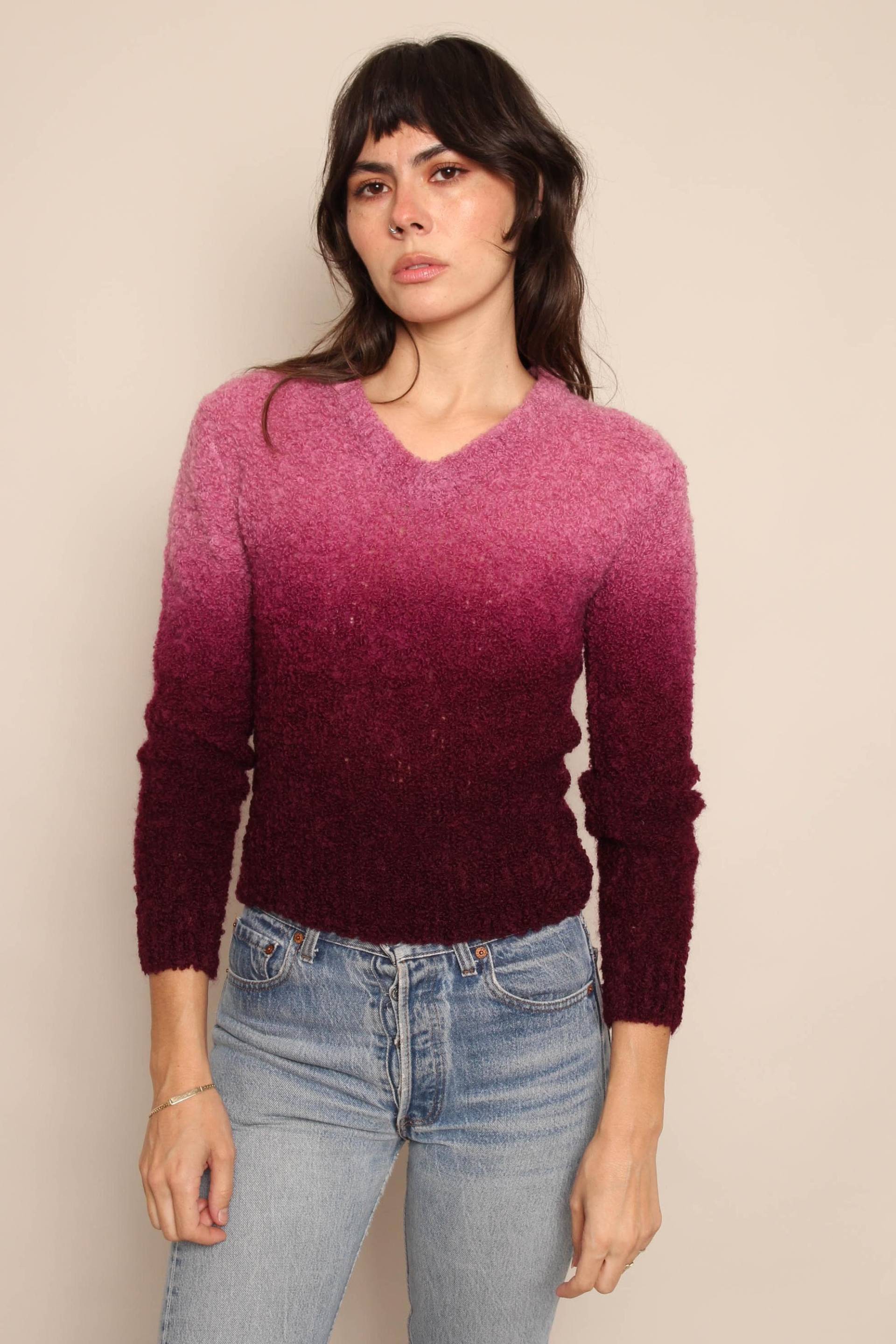 80Er Jahre Purple Gradient Pullover/Vintage Deadstock Chego Ombre Strickpullover Top von LuxieVintage