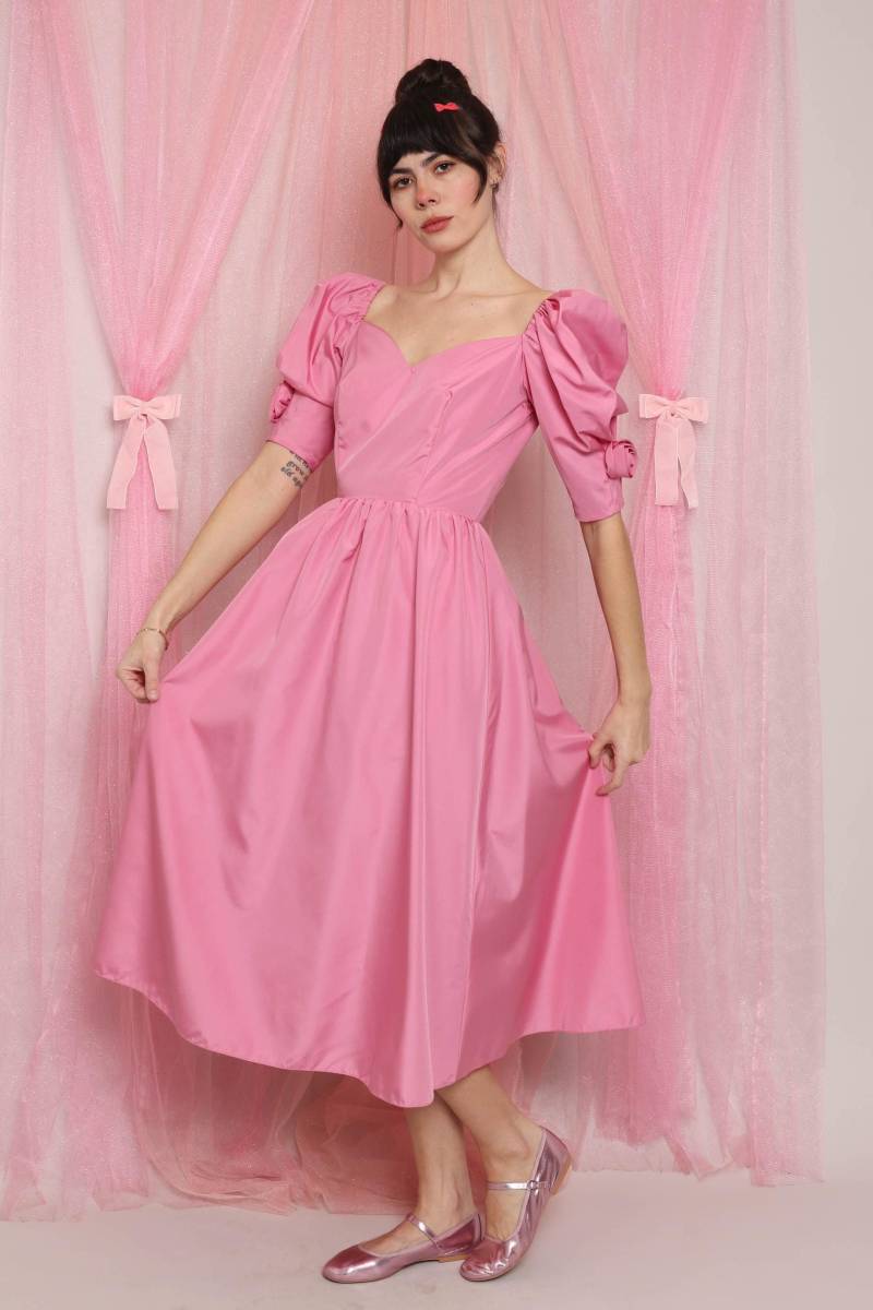 80Er Jahre Rosette Taffeta Kleid Xs S/1980Er Rosa Partykleid Puffärmelkleid Langes Abendkleid Small Extra 80Er Jahre Rosette Taffeta Kleid Xs S/1980Er Rosa Partykleid Puffärmelkleid Langes Abendkleid Small Extra von LuxieVintage