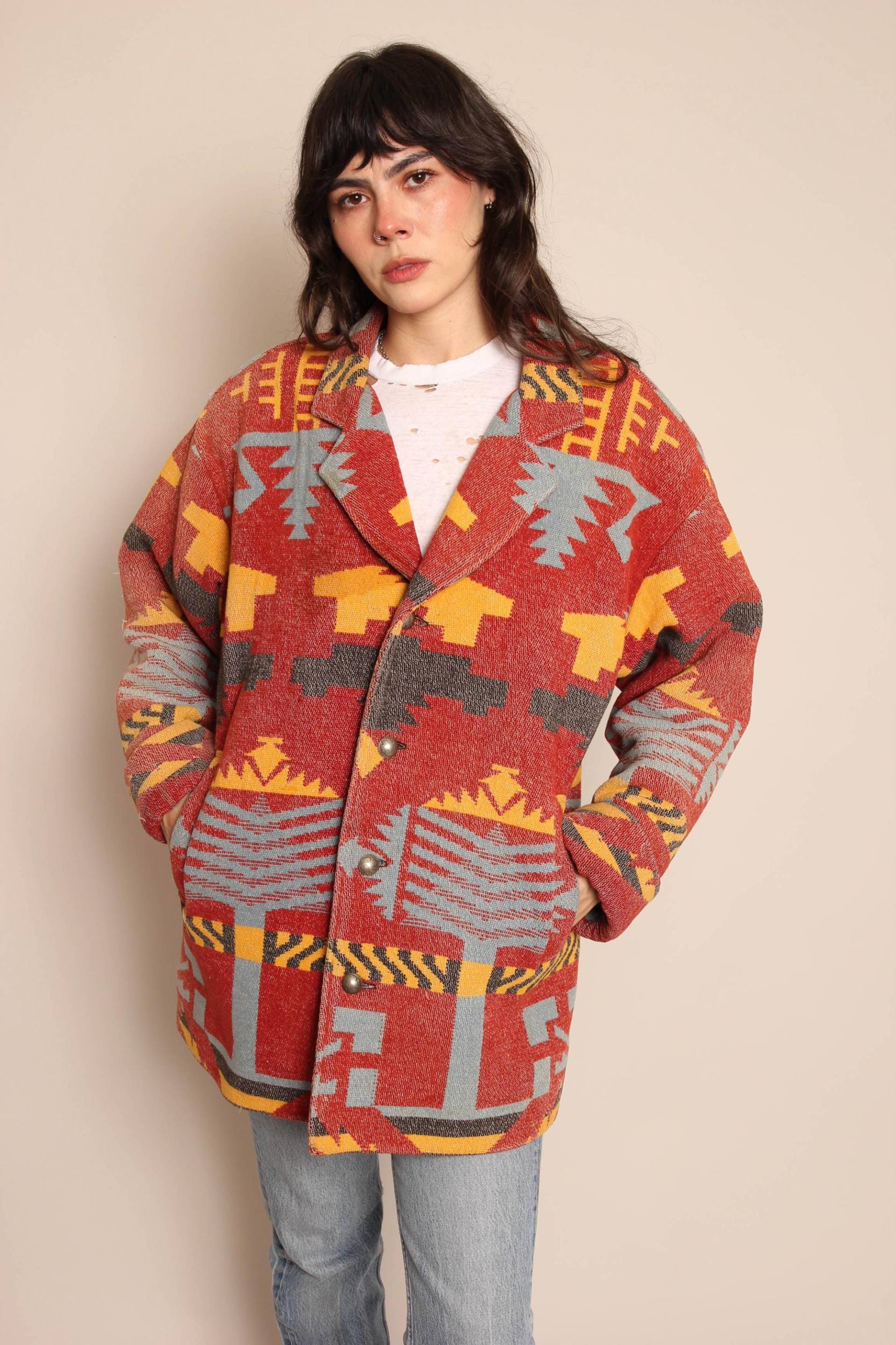 90S Back At The Ranch Jacke Rostfarbener Vintage Wollmantel, Größe L von LuxieVintage