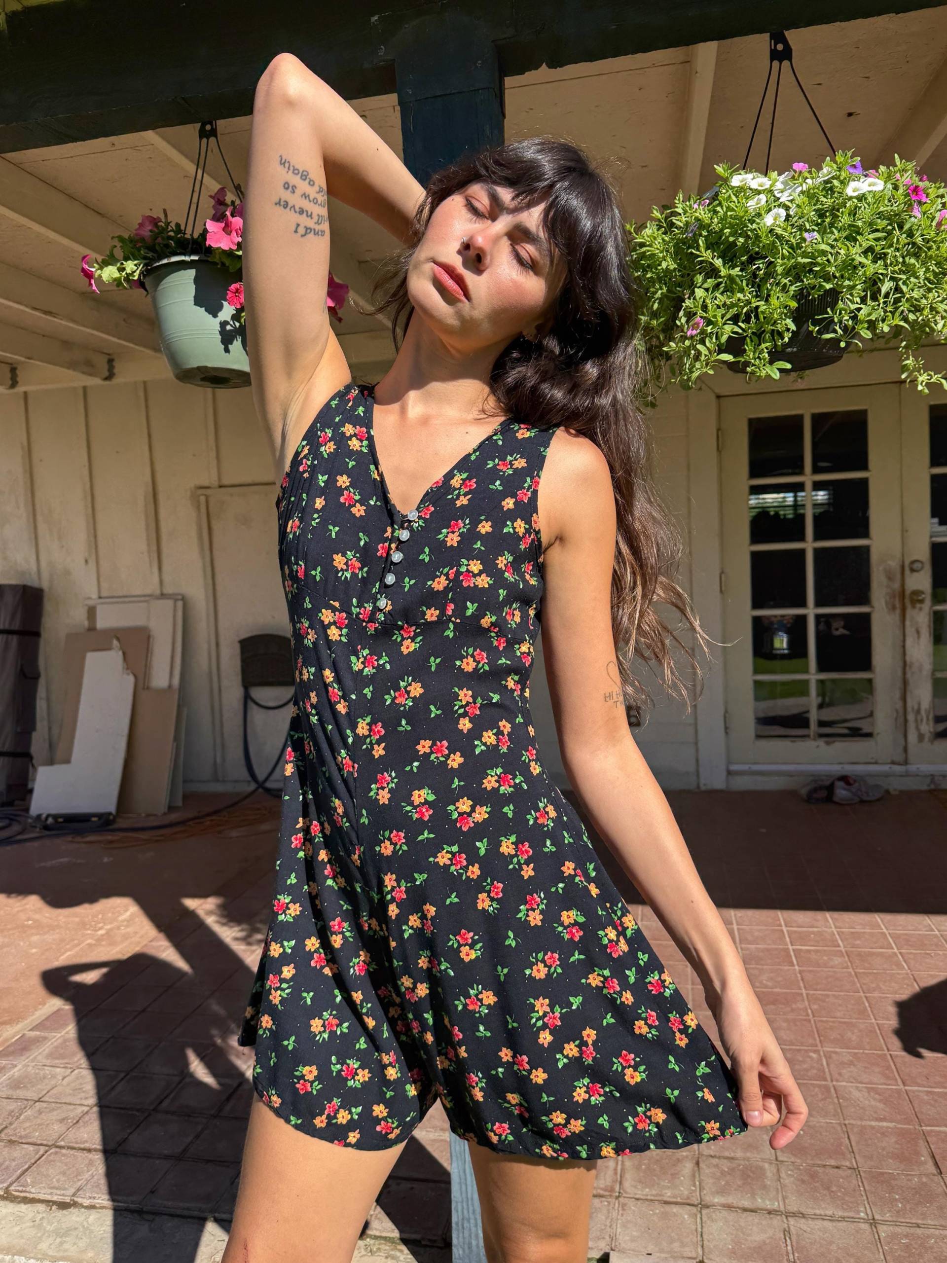 90S Floraler Einteiler Vintage Bonnie Evans Strampler, Größe S M von LuxieVintage