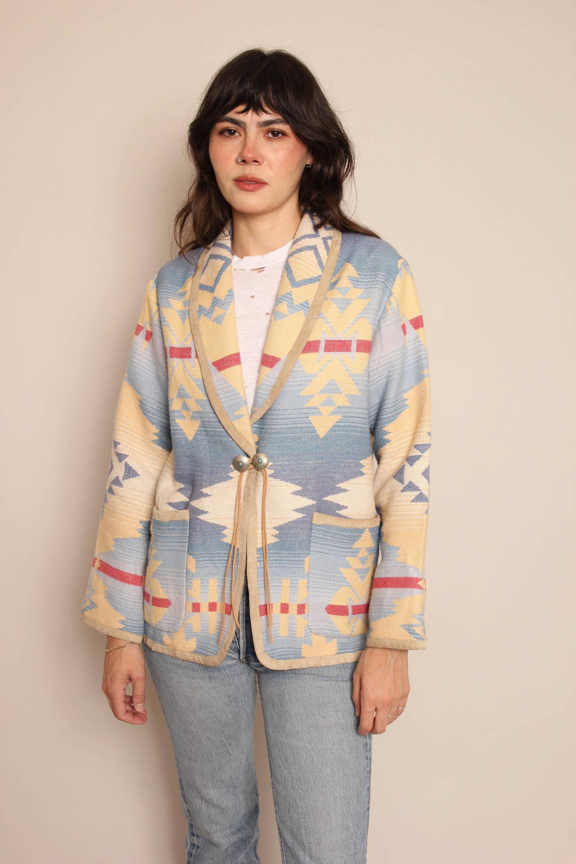 90S Lauren By Ralph Jacke Vintage Lrl Muted Southwestern Blazer, Größe S von LuxieVintage