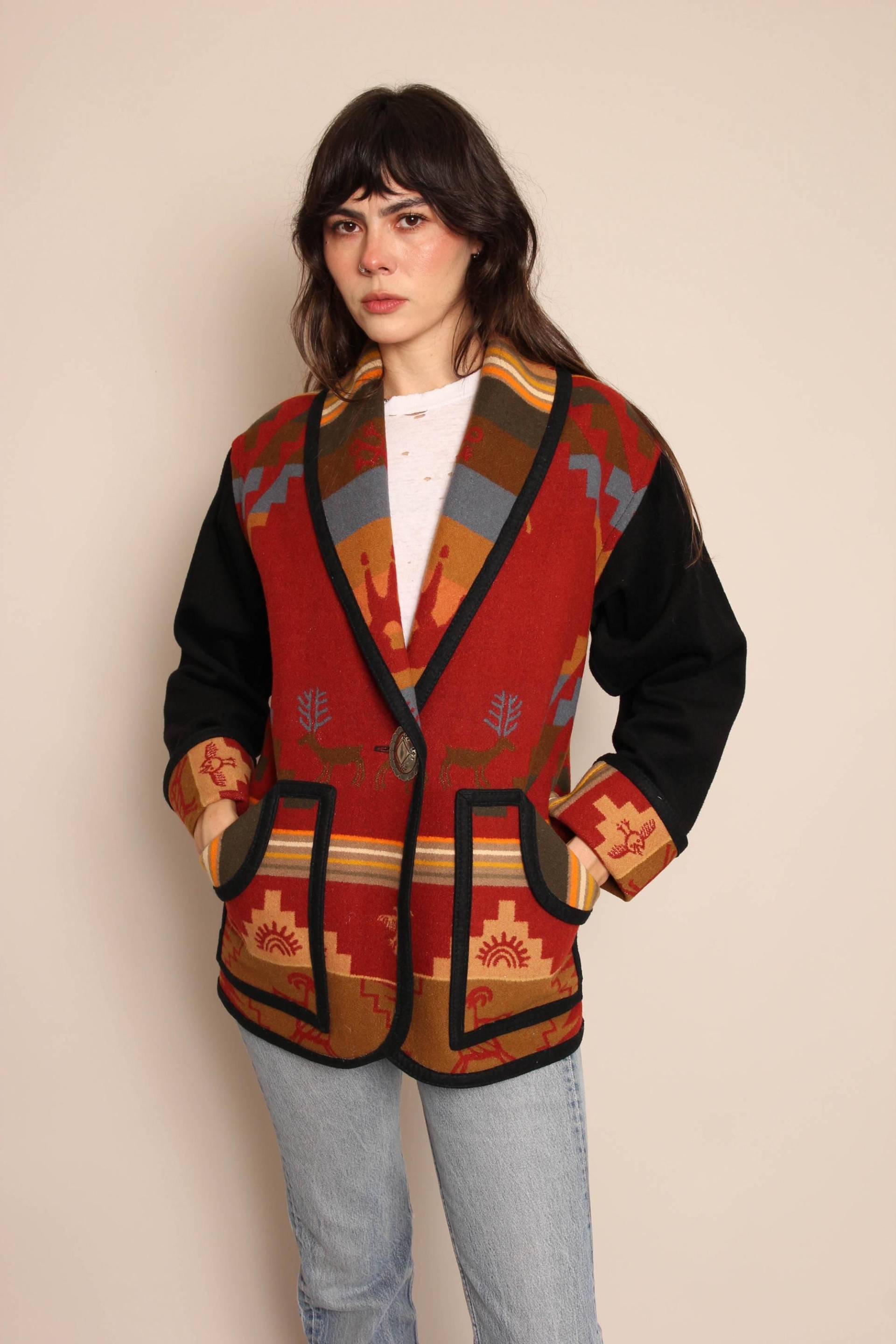 90S Wolljacke Vintage Wollmantel, Wolljacke, Wendejacke, Wolljacke von LuxieVintage