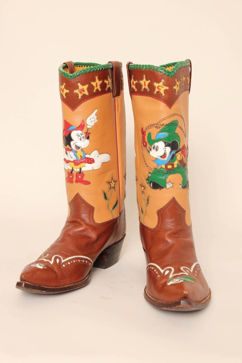 Vintage Rocketbuster Cowboy Boots Neuheit Aus Den 90Er Jahren Handbemaltes Leder von LuxieVintage